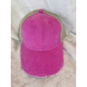 ADAMS Hot Pink Distressed Trucker Hat Mesh Back Baseball Cap Women
